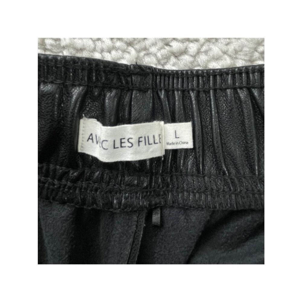Anthropologie Avec Les Filles Faux Leather Ankle Zip Jogger Black Womens Large - Picture 4 of 10
